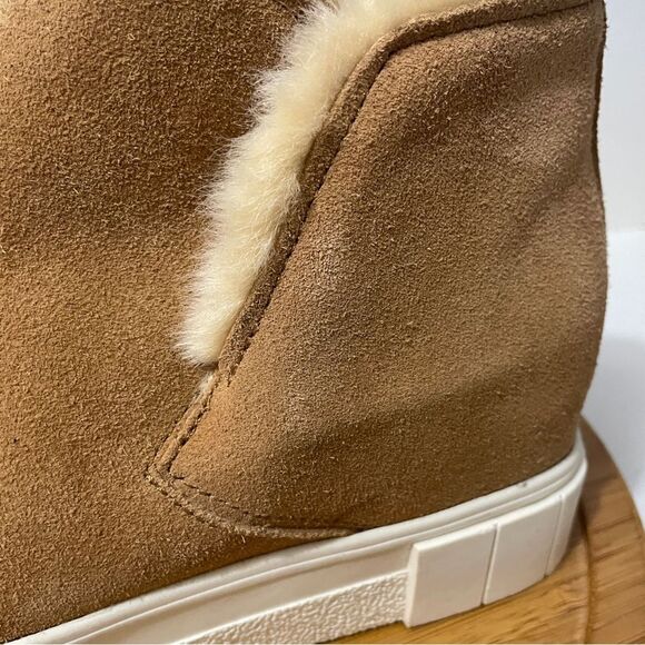 Dolce Vita Zanza Suede Platform Ankle Boot Women 9.5 Chunky Faux Fur Bootie Cozy - Picture 6 of 10